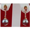 Image 1 : 9-9.5MM Dangling South Sea Pearl & Crystal Earring