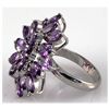 Image 1 : Amethyst 21.25 ctw Flower Design Ring 0.925 Silver