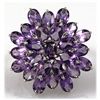 Image 2 : Amethyst 21.25 ctw Flower Design Ring 0.925 Silver