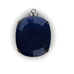 Sapphire Oval 87.56ctw Diamond Pendant 14k W/Y Gold