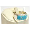 Image 2 : Navajo Turquoise Inlay Sterling Silver Men's Ring - Calvin Begay