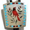Image 1 : Zuni Multi-Stone Cardinal Sterling Silver Bolo Tie - Dennis & Nancy Edaakie