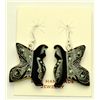 Image 1 : Zuni Black Marble Butterfly Earrings - Dilbert Gasper