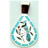 Image 1 : Zuni Multi-Stone Blue Bird Pendant - Dennis & Nancy Edaakie
