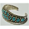 Image 2 : Navajo Turquoise Cluster Sterling Silver Cuff Bracelet