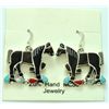 Image 1 : Zuni Multi-Stone Horse Earrings - Carlene Leekity