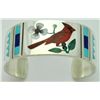 Image 1 : Zuni Multi-Stone Inlay Cardinal Sterling Silver Cuff Bracelet - Rudell & Nancy Laconsello