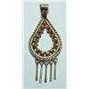 Image 1 : Zuni Coral Hollow Teardrop with 5 Hangers Pendant