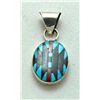 Image 1 : Zuni Multi-Stone Small Oval Pendant