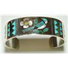 Image 1 : Zuni Blue Bird Inlay Sterling Silver Cuff Bracelet - Rudell & Nancy Laconsello