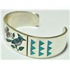 Image 2 : Zuni Blue Bird Inlay Sterling Silver Cuff Bracelet - Rudell & Nancy Laconsello