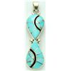 Image 1 : Zuni Turquoise Curved Figure 8 Pendant - Amy Quandelacy