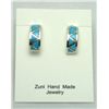 Image 1 : Zuni Turquoise Small Half-Ring Zig-Zag Design Earrings
