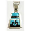 Image 1 : Zuni Multi-Stone Sterling Silver Pendant - Raylan & Patty Edaakie