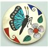 Image 1 : Zuni Multi-Stone Butterfly Sterling Silver Pendant & Pin - Rudell & Nancy Laconsello