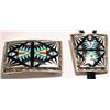 Image 1 : Zuni Multi-Stone Inlay Sterling Silver Bolo Tie & Buckle Set - Viola Eriacho