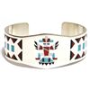 Image 1 : Zuni Multi-Stone Knifewing Kachina Sterling Silver Cuff Bracelet - Fred & Lolita Natachu