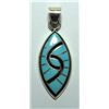 Image 1 : Zuni Onyx and Turquoise Sharp Oval Pendant - Amy Quandelacy