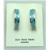 Image 1 : Zuni Turquoise Large Half-Ring Zig-Zag Design Earrings
