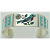 Image 1 : Zuni Multi-Stone Inlay Bird Sterling Silver Cuff Bracelet - Rudell & Nancy Laconsello