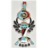 Image 1 : Zuni Multi-Stone Eagle Dancer Sterling Silver Spinner Pendant - Don Dewa