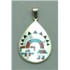 Image 1 : Zuni Silver Multi-Stone Rainbow Kachina Pendant