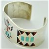Image 2 : Zuni Multi-Stone Inlay Knifewing Kachina Sterling Silver Cuff Bracelet - Fred & Lolita Natachu