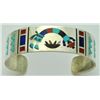 Image 1 : Zuni Multi-Stone Inlay Rainbow Kachina Sterling Silver Cuff Bracelet - Rudell & Nancy Laconsello