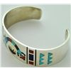 Image 2 : Zuni Multi-Stone Inlay Rainbow Kachina Sterling Silver Cuff Bracelet - Rudell & Nancy Laconsello