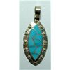 Image 1 : Zuni Turquoise Sharp Oval Pendant