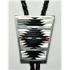 Image 1 : Zuni Multi-Stone Large Trapezoid Sterling Silver Bolo Tie - C. Dishta