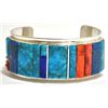 Image 1 : Navajo Multi-Stone Sterling Silver Cuff Bracelet - H. Smith