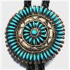 Image 1 : Zuni Turquoise Cluster Sterling Silver Bolo Tie