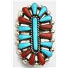 Image 1 : Zuni Coral & Turquoise Cluster Pendant & Pin - Vera Halusewa