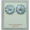 Image 1 : Zuni Multi-Stone Sun Design Earrings