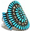 Image 2 : Old Pawn Turquoise Needlepoint Cluster Sterling Silver Cuff Bracelet - D?