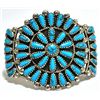 Image 1 : Old Pawn Turquoise Needlepoint Cluster Sterling Silver Cuff Bracelet