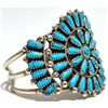 Image 2 : Old Pawn Turquoise Needlepoint Cluster Sterling Silver Cuff Bracelet