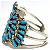 Image 3 : Old Pawn Turquoise Needlepoint Cluster Sterling Silver Cuff Bracelet