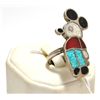 Image 2 : Old Pawn Multi-Stone Inlay Mickey Mouse Sterling Silver Women's Ring