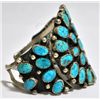 Image 2 : Old Pawn Spider Web Kingman Turquoise Needlepoint Sterling Silver Cuff Bracelet