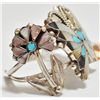 Image 2 : Old Pawn Multi-Stone Inlay Butterfly Sterling Silver Cuff Bracelet - Anselm Wallace