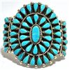 Image 1 : Old Pawn Turquoise Petit Point Cluster Sterling Silver Cuff Bracelet - JB