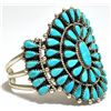 Image 2 : Old Pawn Turquoise Petit Point Cluster Sterling Silver Cuff Bracelet - JB