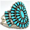 Image 2 : Old Pawn Turquoise Petit Point Cluster Sterling Silver Cuff Bracelet - JB