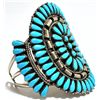 Image 2 : Old Pawn Turquoise Needlepoint Cluster Sterling Silver Cuff Bracelet - D?