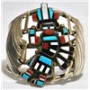 Image 1 : Old Pawn Multi-Stone Rainbow Kachina Sterling Silver Cuff Bracelet - M
