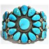 Image 1 : Old Pawn Bright Blue Turquoise Needlepoint Sterling Silver Cuff Bracelet