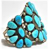 Image 2 : Old Pawn Bright Blue Turquoise Needlepoint Sterling Silver Cuff Bracelet