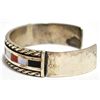 Image 3 : Old Dead Pawn Multi-Stone Inlay Sterling Silver Small Cuff Bracelet